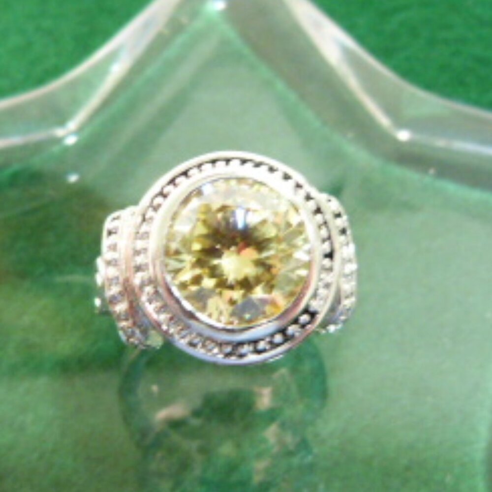 Lemon Citrine Solitaire in Sterling Silver